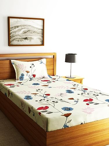 Image of Home Sizzler 144TC Tropical Floral Paradise Single Bedsheet with 1 Pillow Cover