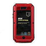 SplashETech Metal Extreme Shockproof Military Heavy Duty Tempered Glass Cover Case Skin for Apple iPhone 5 (Red/Black)