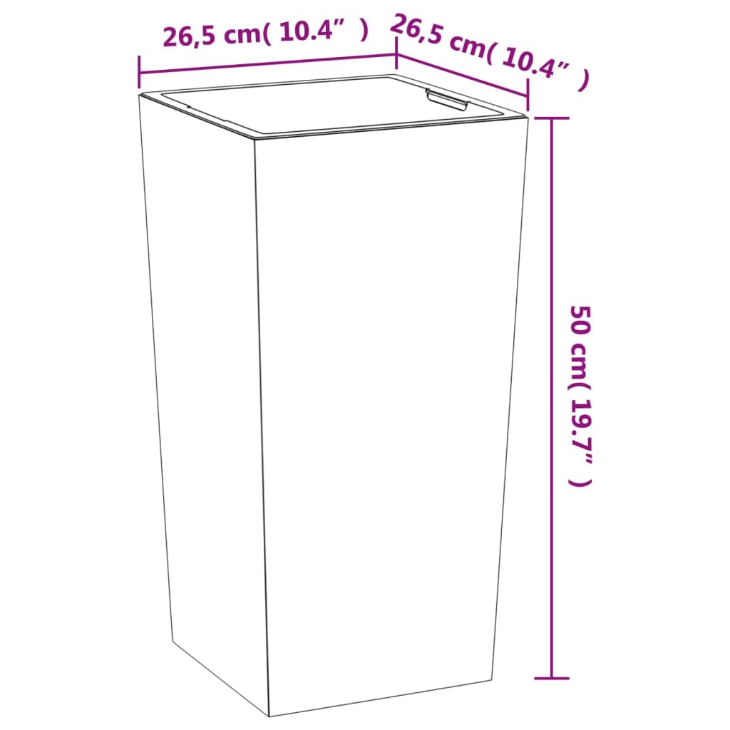 Pflanzkübel in Beton-Optik 50cm Hoch - Blumentopf mit herausnehmbarem Einsatz 11L/26,5L - Quadratisches Pflanzgefäß aus PP-Kunststoff für Garten, Balkon und Terrasse, Anthrazit