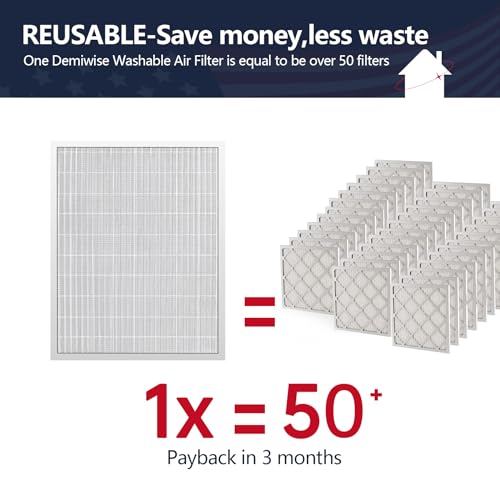 Image of 20x25x4 Washable Electrostatic Air Filter, MERV 8 Aluminum AC /HVAC Furnace Filter, Reusable Permanent Air Filter, Lasts a Lifetime, Increases Airflow(Actual Size:19.37 inchx 24.37 inchx 3.58 inch)