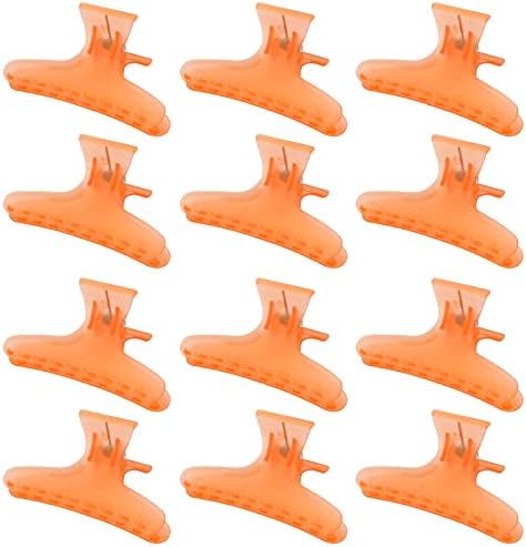 Ondder Hair Clips for Styling Sectioning 12 Pcs Orange Butterfly Hair Claws Clamps Clips Pro Salon Hair Clips for Cutting, Styling, Sectioning, Coloring Hair styling Clips Butterfly Clips Hair Accessories for Women Girls Men