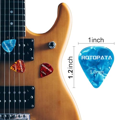 image for ROTOPATA 60 Pack Guitar Picks with Organizer Storage Box, 0.5 0.58 0.7
