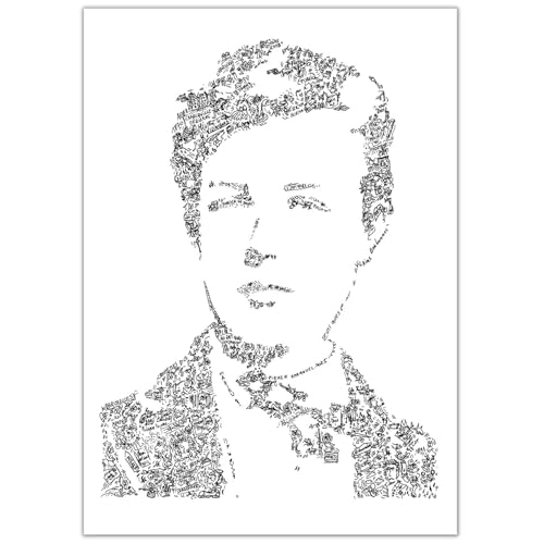 Arthur Rimbaud - Poster del poeta francese con la sua storia raccontata all'interno in disegno | regalo disegno letteratura francese (A1-60x84cm)