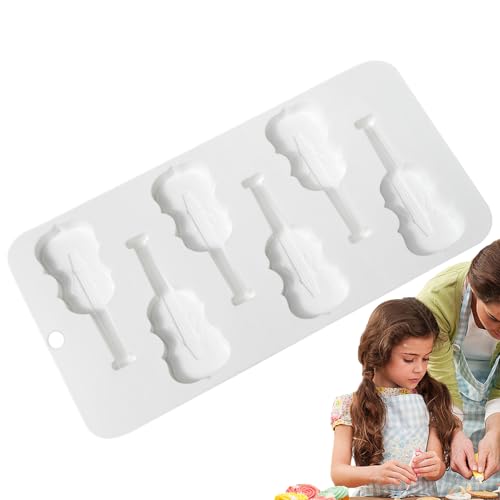 Yanayi Moldes De Silicona Para Manualidades - 6 Cavidades Patrones De Guitarra Y Moldees | Para Pasteles De Guitarra Y Violín | Para Chocolate, Jabón, Velas y Caramelos