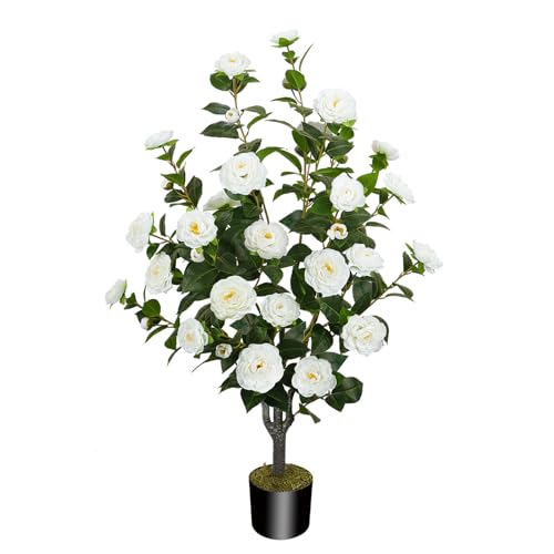 Mhmjon MHMJ-93465 43.3"/3.6Ft Artificial Camellia Tree Fake Outdoor Tree cover