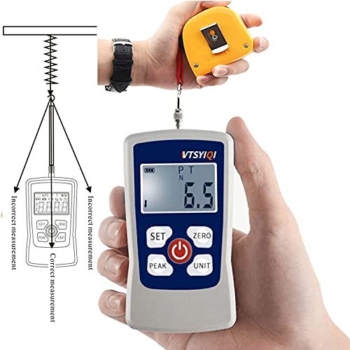 VTSYIQI Digital Force Gauge 500N Push Pull Force Gauge Digital Dynamometer 500N 110Lbf 1800Oz for Electronic appliances Construction Hardware Push-Pull Load Insertion Fishing Gear Detection
