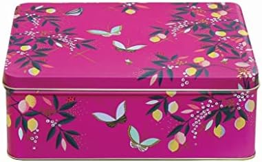 Sara Miller Orchard Pink Butterflies Deep Rectangular Tin 195 x 154 x 75mm