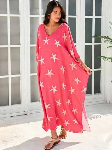 Image of Moss Rose Kaftan Dresses for Women Summer Swimsuit Cover up Caftan Dress