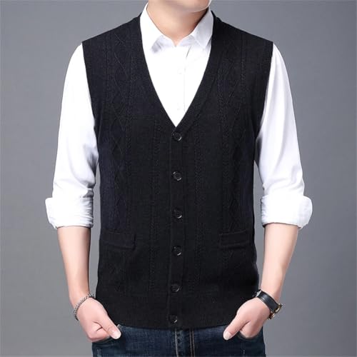 Men’S Argyle Knit Sweater Vest with Pockets Slim Fit V-Neck Sleeveless Casual Button Down Cardigan4