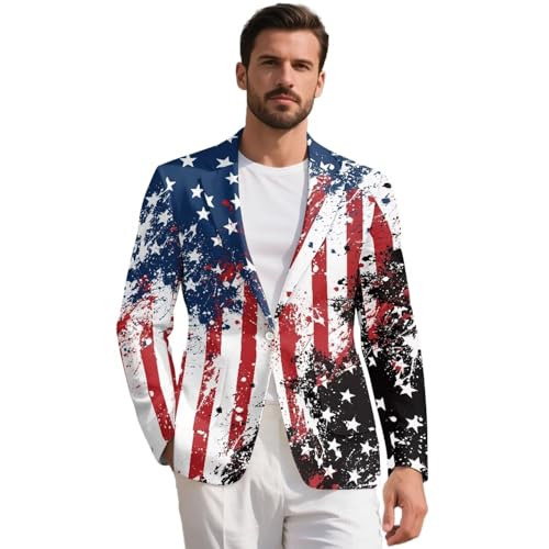 Men's Casual Blazer One Button Notched Lapel Suit Jacket Business Jackets Sports Coats Slim Fit Plus Size Blazer