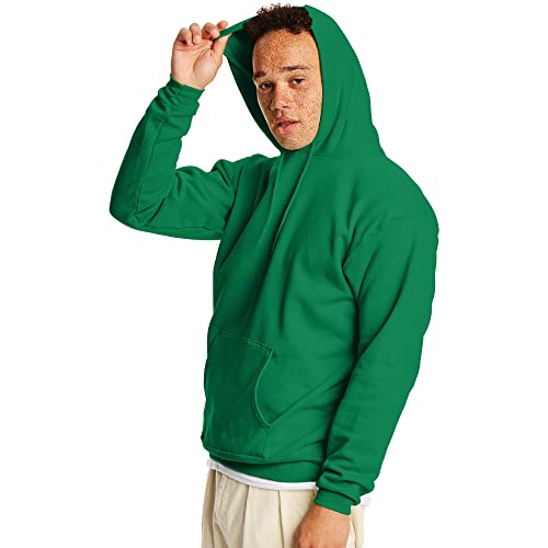 Image of Hanes Men's, EcoSmart, Cotton-Blend Hooded Sweatshirt, Plush Fleece Pullover Hoodie
