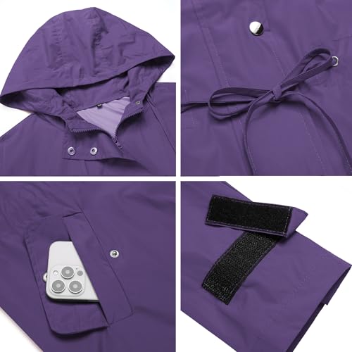 IN'VOLAND Plus Size Rain Jackets For Women Waterproof Rain Coats with Hood Lightweight Windbreaker Outdoor Trench Coat4