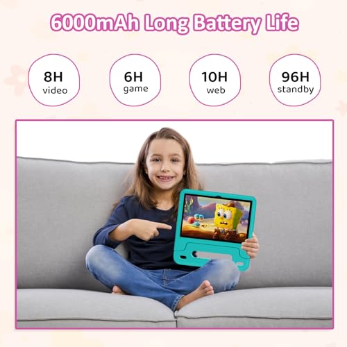 Image of Android 15 Kids Tablet 10.1 Inch, Octa-Core Processor, Case Included,Green | Built-in parental controls; Google Kid Space installed; 2.4G /5G dual-band WiFi; 21GB RAM 64GB ROM; For Ages 2-12 Toddler