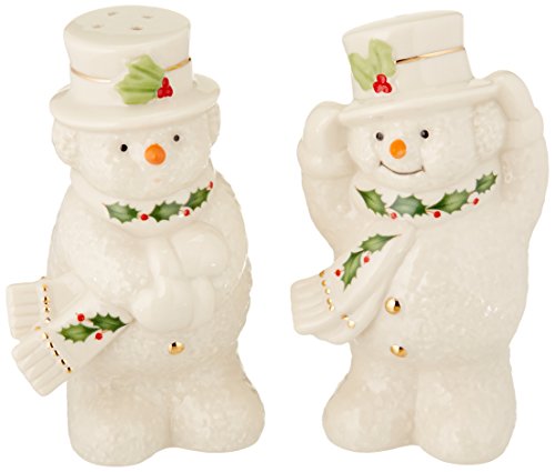 Lenox Happy Holly Days Snowman Salt & Pepper Shaker Set, Ivory