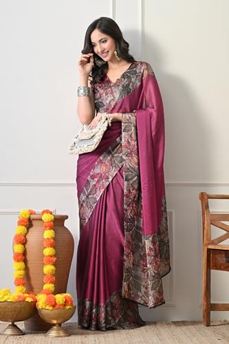 Image of MIRCHI FASHION Women Saree Floral Printed Chiffon | Breathable Lightweight Summer Sari for Office and Daily Use with Unstitched Blouse (Available in 20 Styles)
