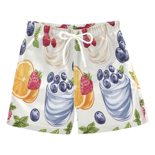 Boccsty Berry Yogurt Orange Strawberry Blueberry Boys Swim Trunks Baby Kids Summer Toddler Beach Board Shorts 2T