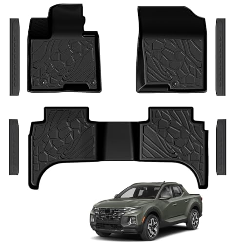 LUMWAY Floor Mats for 2022-2025 2026 Hyundai Santa Cruz TPE All Weather Durable Floor Liners Door Sill Guards for Hyundai Santa Cruz Accessories