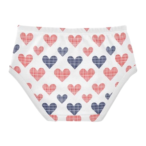 ZZKKO Red Blue Heart Love Girls Underwear Toddler Panties for Girls Comfort Brief Size 2T-8Y2