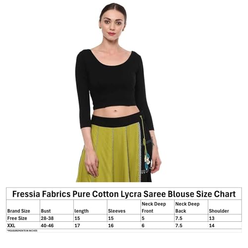 Image of Fressia Fabrics Women's Cotton Readymade Saree Blouse Stretchable Crop Top Choli Bustier Top