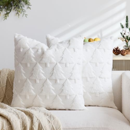 Festive Embroidered Christmas Pillow Covers 18x18 Set of 2,Farmho...