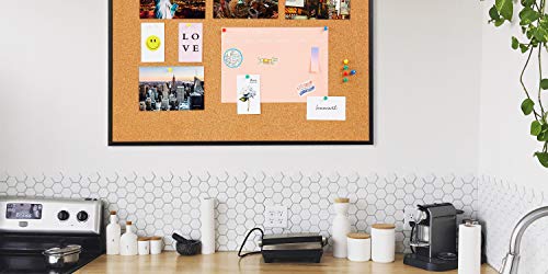 INNOVART Cork Bulletin Board 48" X 36" with 10 Push Pins, Corkboard with Black Aluminum Frame, Cork Notice Board for Home, Office, School - Thumbnail 5
