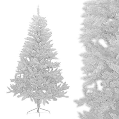 Árbol de Navidad sin caída de agujas plástico blanco 180 cm con soporte estable 2