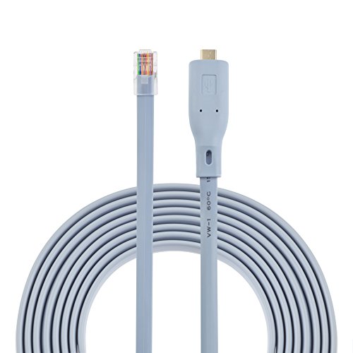 AGS Retail Ltd - Cable de consola USB tipo C para routers/conmutadores Cisco, color azul p�lido, 1,8 m, cable USB tipo C a RJ45 con chip FTDI, dise�o de cable plano | Cables y electr�nicos