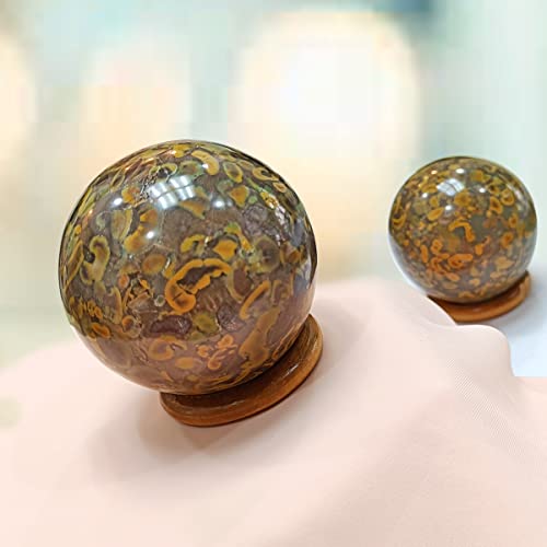 Image of Shubhanjali Healing Crystal Stone Sphere Vastu Natural Ajooba Jasper Crystal Sphere Ball Crystal Ajooba Jasper Stone Sphere for Home Decor Showpieces Table Decor Meditation 350-400 Gm