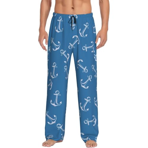 Creative Anchor Blue Cartoon Mens Pj Pants,Soft Men Lounge Pants,Mens Pajama Pants Bottoms,Sleep Pants For Men4