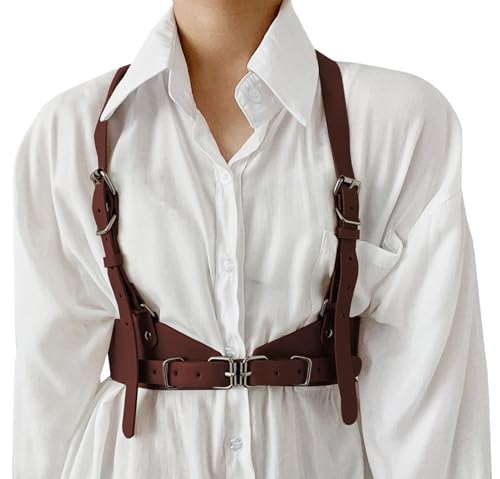 Happy Cherry Harness Belt for Women Punk Belt PU Leather Fashion Accessories for Dress Blouses