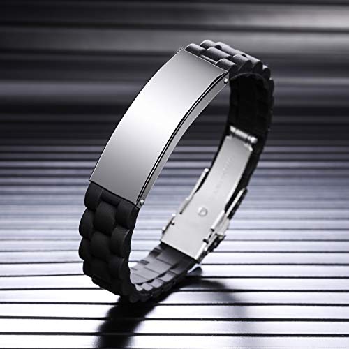 Memediy Inspirational Quote Cross Bracelets Faith Christian Bible Accessories Verse Silicone Id Wristband Religious Gifts For Men Women Stainless Steel Rubber Adjustable (Silver Color) #TOP2