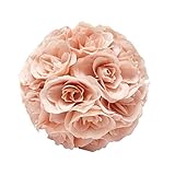 Craft and Party Flower Rose Pomander Kissing Ball for Wedding Party Decoration (7', Blush)