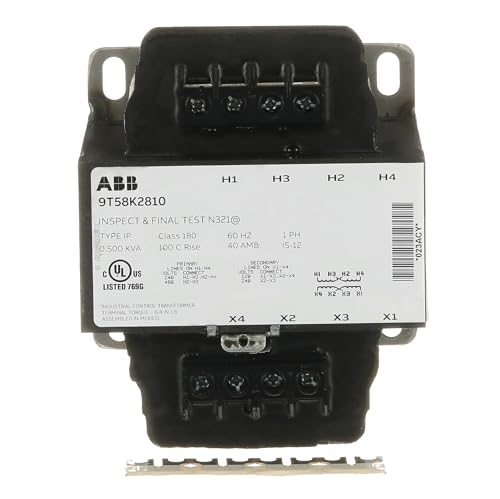 ABB 9T58K2810 Low Voltage Dry Type Transformer &bull; 1C, 0.5 kVA, 240x480-120/240, 100C, C&C, TB, IP...