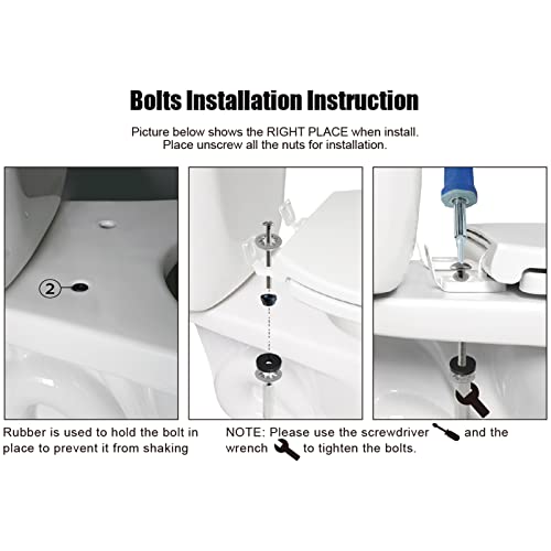 Ifealclear 2 Pcs Toilet Seat Bolts Kit, Universal Heavy Duty Stainless Steel With Extra Long Downlock Nuts Rubber Washers Gaskets And Easy To Install -Bathroom Toilet Repair Screw #TOP4