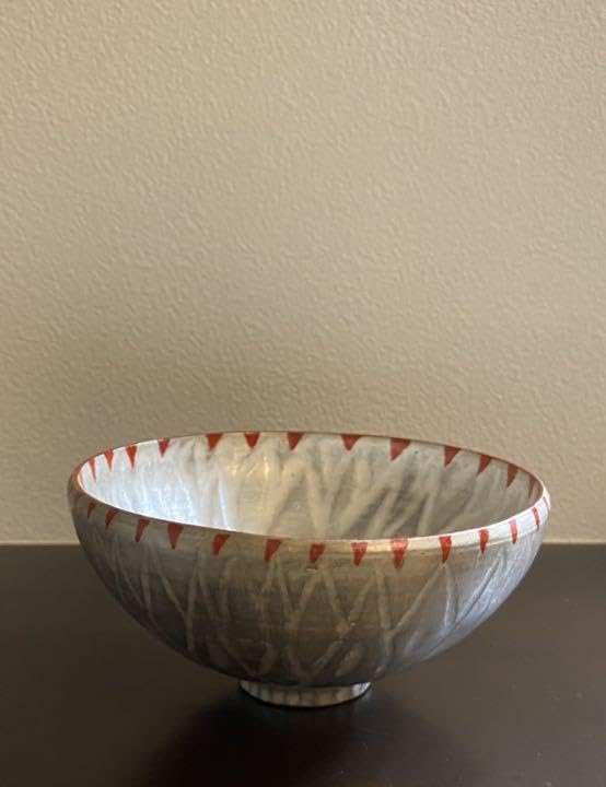 林みちよ　紅縁銀彩花碗　旅茶碗　小服茶碗　ティーカップ　茶道 林みちよ紅縁銀彩花碗旅茶碗小服茶碗ティーカップ茶道