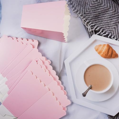 24 Stück Popcorn Tüten Klein,Popcorntüten Rosa,Mini Popcorn Becher Rosa für Party Snacks, Süßigkeiten, Popcorn und Geschenke, Zusammenklappbare Lagerung