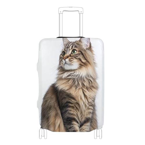 Joisal Cute Maine Coon Cat Luggage Covers for Suitcase Protector Anti-scratch Identifiers Vacation Essentials Suitcase Sleeve, L, Fits 26-28 Inch Case
