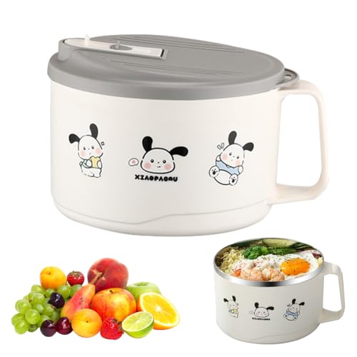 Bol à ramen Umllpet en acier inoxydable de 1100 ml - Bol à nouilles instantanées - Bol à soupe - Bol à ramen avec couvercle