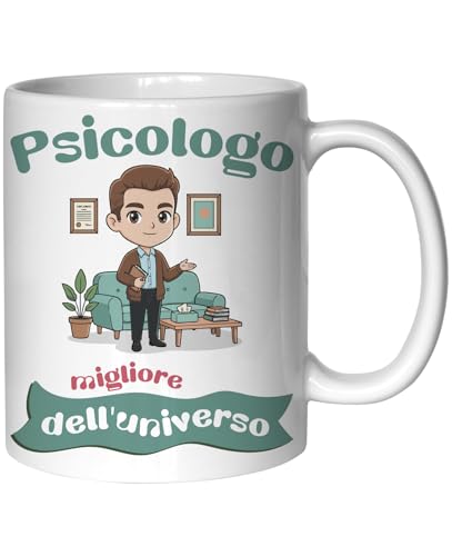 Teetaly Tazza Psicologo - Idea Regalo Originale e Divertente in Ceramica 350 ml - Tazze divertenti per regalo compleanno. regalo per natale o regalo per ricorrenze (Psicologo)
