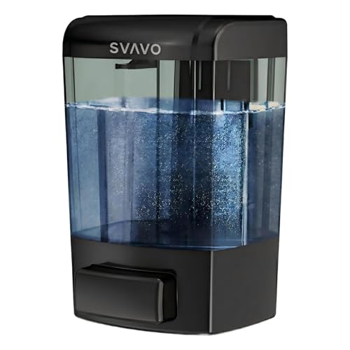 SVAVO Wall Mounted Soap Dispenser Kitchen Bathroom Manual Soap Dispenser Refillable Hand soap Dispenser for Liquid Contianers Shampoo Gel Chamber for Household Commerical 23.7oz (700ml) ABS