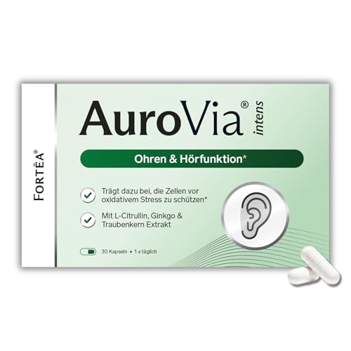 FORTEA - Hörfunktion Kapseln in Apothekenqualität - AuroVia - Unterstützung für Ohren- und Hörfunktion - Komplex mit Ginkgo Biloba Traubenkern und Vitamin B1 Vitamin B6 Vitamin B12-30 Stück