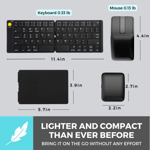 Wireless Foldable Keyboard Mouse Combo: Eirix Bluetooth Ultra Slim Travel Keyboards And 2-In-1 Sliding Silent Mouse,Business Portable Protective Case, Compatible With Macbook, Windows,Android #TOP6
