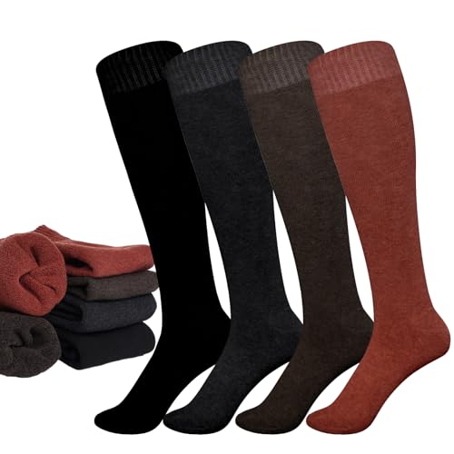 YKYUASD 4 Pairs Women's Winter Warm Knee High Socks Extra