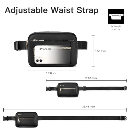 Image of Telena Fanny Packs for Women Cross Body Leather Belt Bag Fashionable with Adjustable Strap, 1-Black, One Size