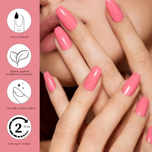 SZSYD Semi Cured Gel Nail Strips, Deep Pink, 20 Gel Nail Stickers — view 3