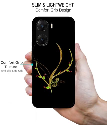 Image of Yellow Pattern Design Premium 2D Printed Metal Back Case Cover for Vivo V29E 5G