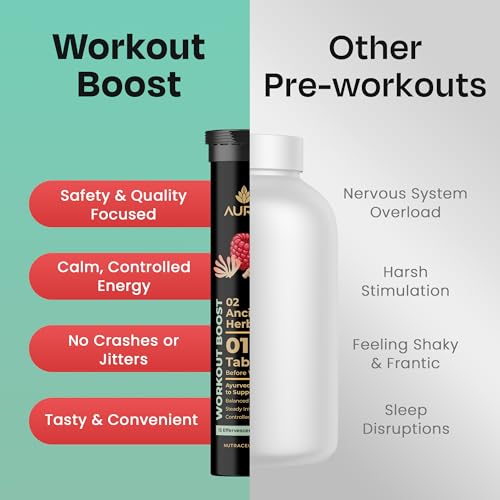 Image of Auric Workout Boost Effervescent 30 Tablets - Training Support Drink Tabs. - Raspberry Flavor
