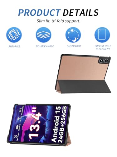 Protection rigide Tabwee T60 Pro avec support pliant or rose VekfulPC T60 Pro Android 15