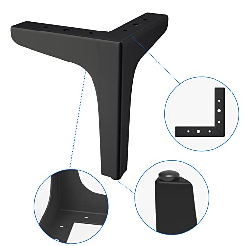 Svisna 6" Black Furniture Leg Metal 8Pcs, Home Diy Projects For Bookshelf, Sofa, Cabinet, Chair, Couch, Coffee Table, Desk, Bench, Ottoman, Nightstand, Etc #TOP2