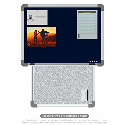 Image of Scholar Art Metis 1.5x2 Feet Fabric Pin-up Notice Board for Study Room & Wall | High Strength Velvet Cloth + High Density Soft Board for Pinning Photos, Sticky Notes & Reminders (Dark Blue)